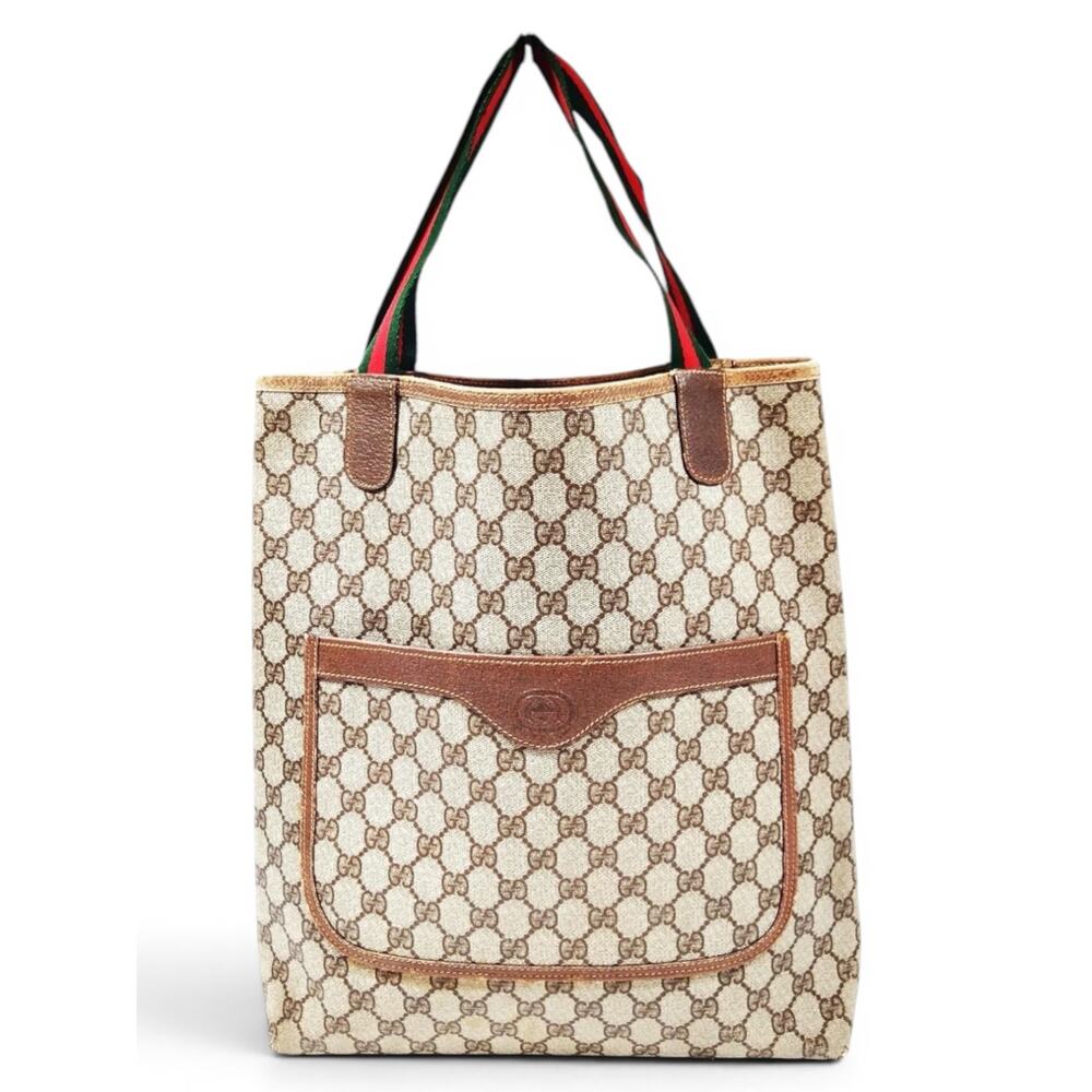 Vintage GUCCI GG Supreme Web Sherry Line Tote Bag 002-123-6487